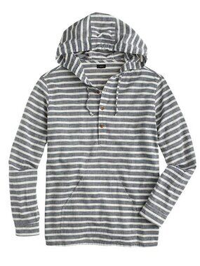 J. Crew Mens Hooded Quarter Button Sweatshirt 100% Cotton Size XS